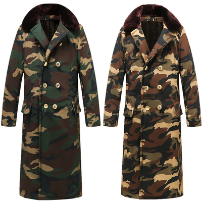 迷彩大衣军棉男女长款冬季加绒加厚保安东北防寒保暖棉袄劳保棉服