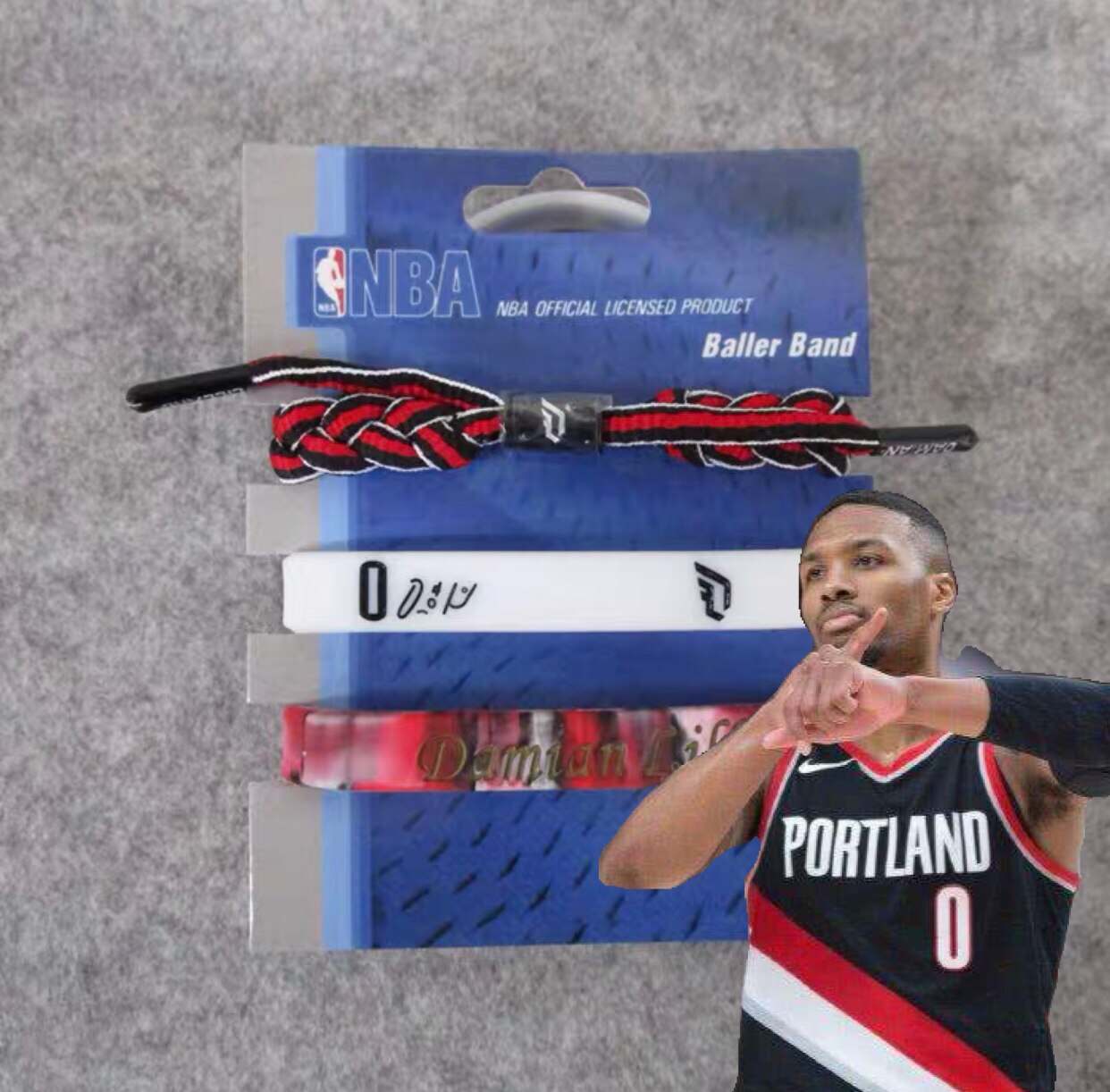 篮球球星开拓者0号利拉德 利指导签名夜光运动混色手环硅胶腕带球
