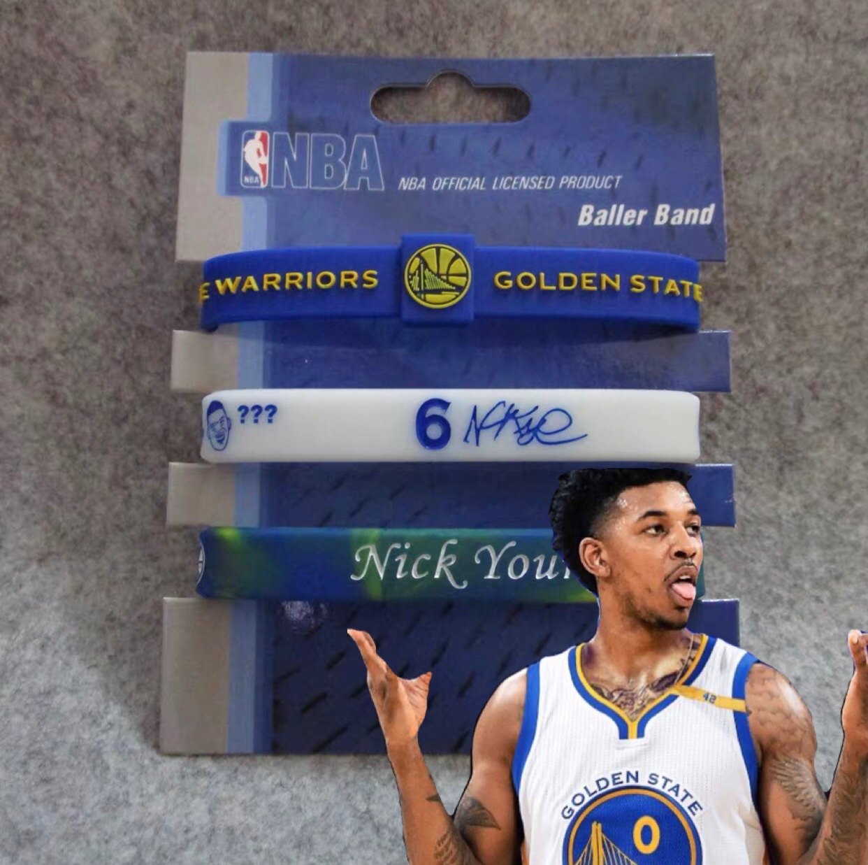nba勇士队6号篮球球星尼克杨签名加厚签名款运动手环手腕带what