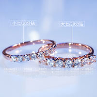 A simple single-row diamond ring made of 18K white gold and seven diamonds, a pure silver moissanite ring and tail ring for both men and women thumbnail 3