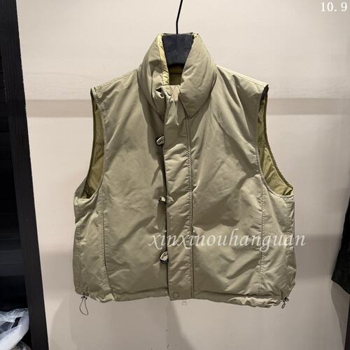 欧洲站2026秋季新款百搭立领抽绳无袖拉链轻薄白鹅绒羽绒服马甲女