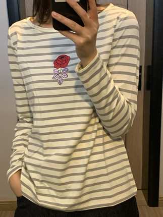 Rosatown 条纹 花朵 长袖 多色 920