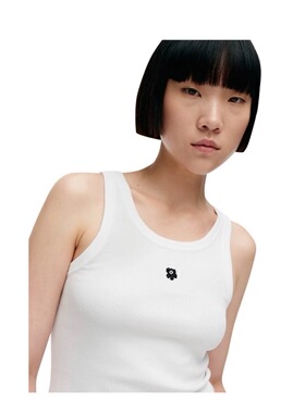 绣花 修身罗纹打底女士背心