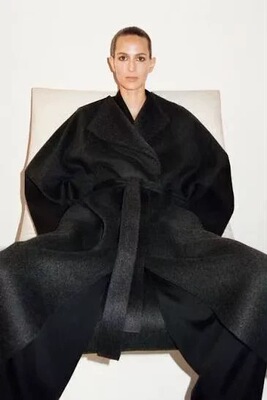 限定WOOLBLENDCOAT秀场款双层领双面呢羊毛混纺大衣