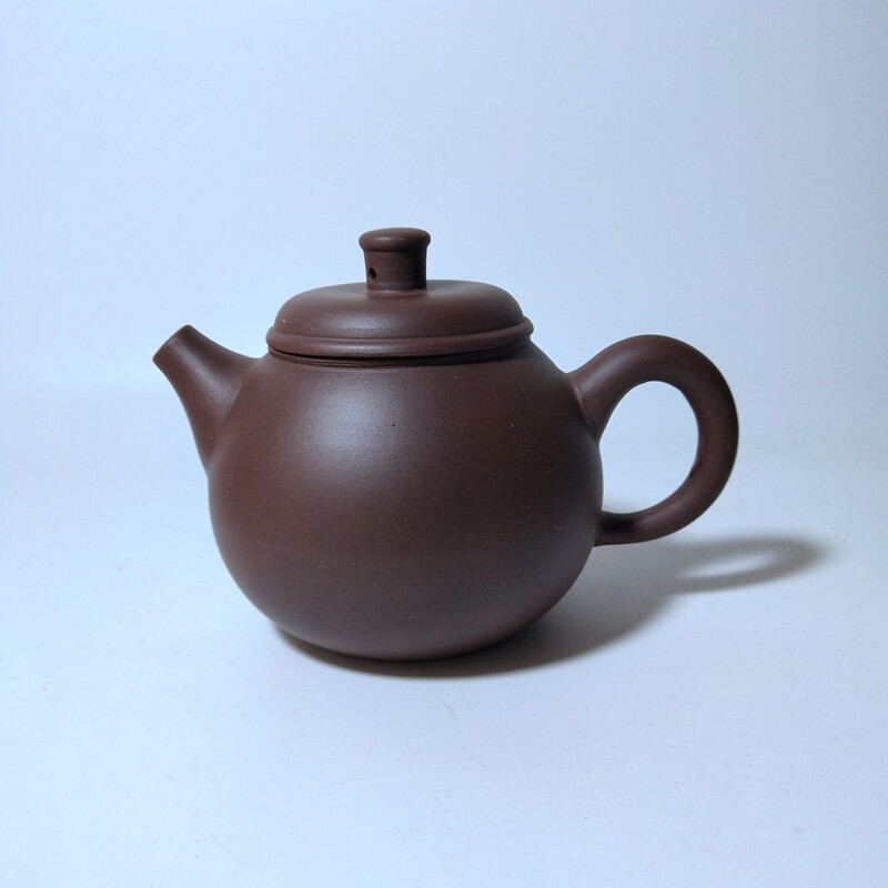 90年代早期宜兴紫砂茶壶老库存紫泥清水泥红泥粉浆210cc圆润容天