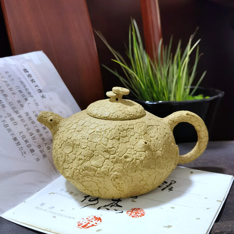 宜兴紫砂茶壶本山段泥灵芝供春壶