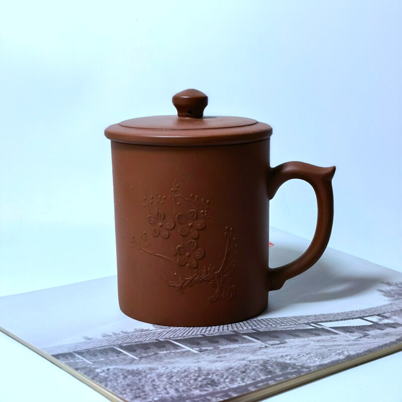 一厂黄龙山350cc泥绘紫砂茶杯