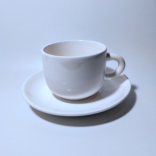 八九十年代出口老库存北欧中古风纯白375cc咖啡杯碟燕麦牛奶茶杯
