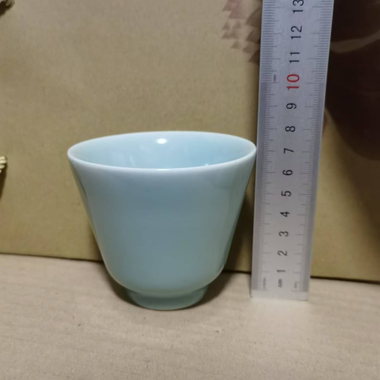 已停产省非遗宜兴青瓷东方蓝宝石165c窑变主人杯品茗杯清爽古青釉