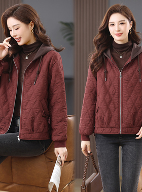 2025年秋季新款潮韩版气质夹棉连帽棉服棉衣外套女拉链开衫秋冬装