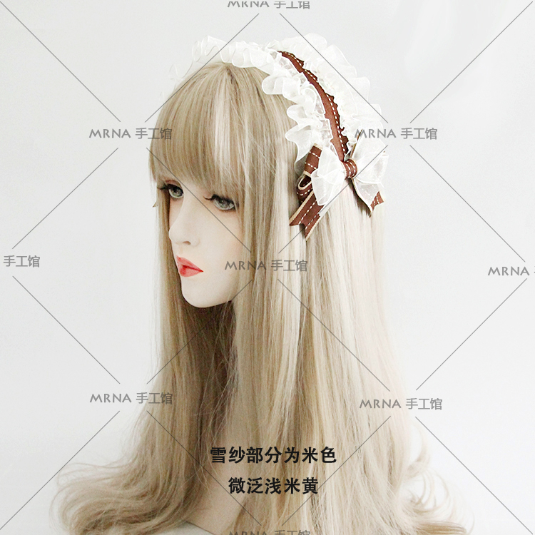 MRNA原创手作咖色Lolita发带可搭提拉米苏乐队熊软妹激萌甜美lo裙