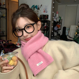 吴皮皮 新款小元宝围巾女秋冬季纯色韩版百搭可爱学生护颈小围脖