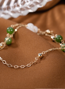 纯银碧玉高级感女士手链