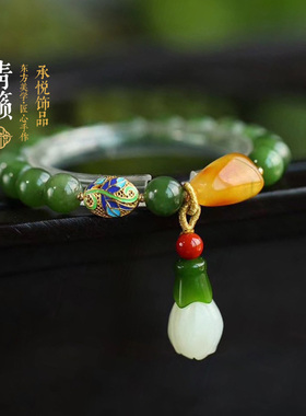 母亲节礼物生日配证书菠菜绿碧玉