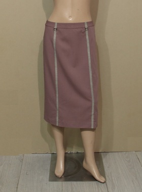 公司样衣紫啡色羊毛直筒优雅半身裙低价销售春秋款
