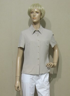 女装依兰ELANIE专柜正品烟灰色短袖衬衫低价销售