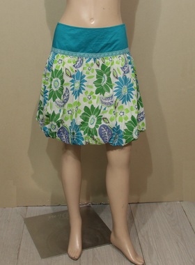 公司样衣时尚女装绿色印花棉质半身裙低价销售夏款