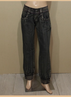 女装样衣灰黑色纯棉牛仔裤休闲宽松低腰长裤秋冬季超值特惠