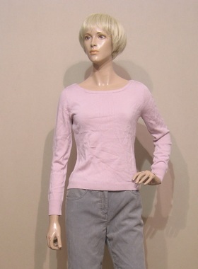 女装依兰ELANIE粉紫色长袖羊毛套头针织衫低价销售