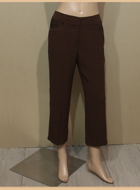 品牌公司样衣女装咖啡色微喇八分裤夏季薄款高腰直筒休闲超值特惠