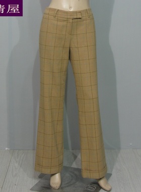 韩国女装ON&ON安乃安棕色羊毛长裤直筒高腰专柜正品