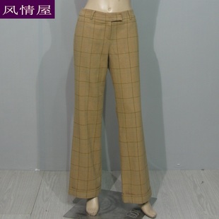 直筒高腰专柜正品 韩国女装 ON&ON安乃安棕色羊毛长裤