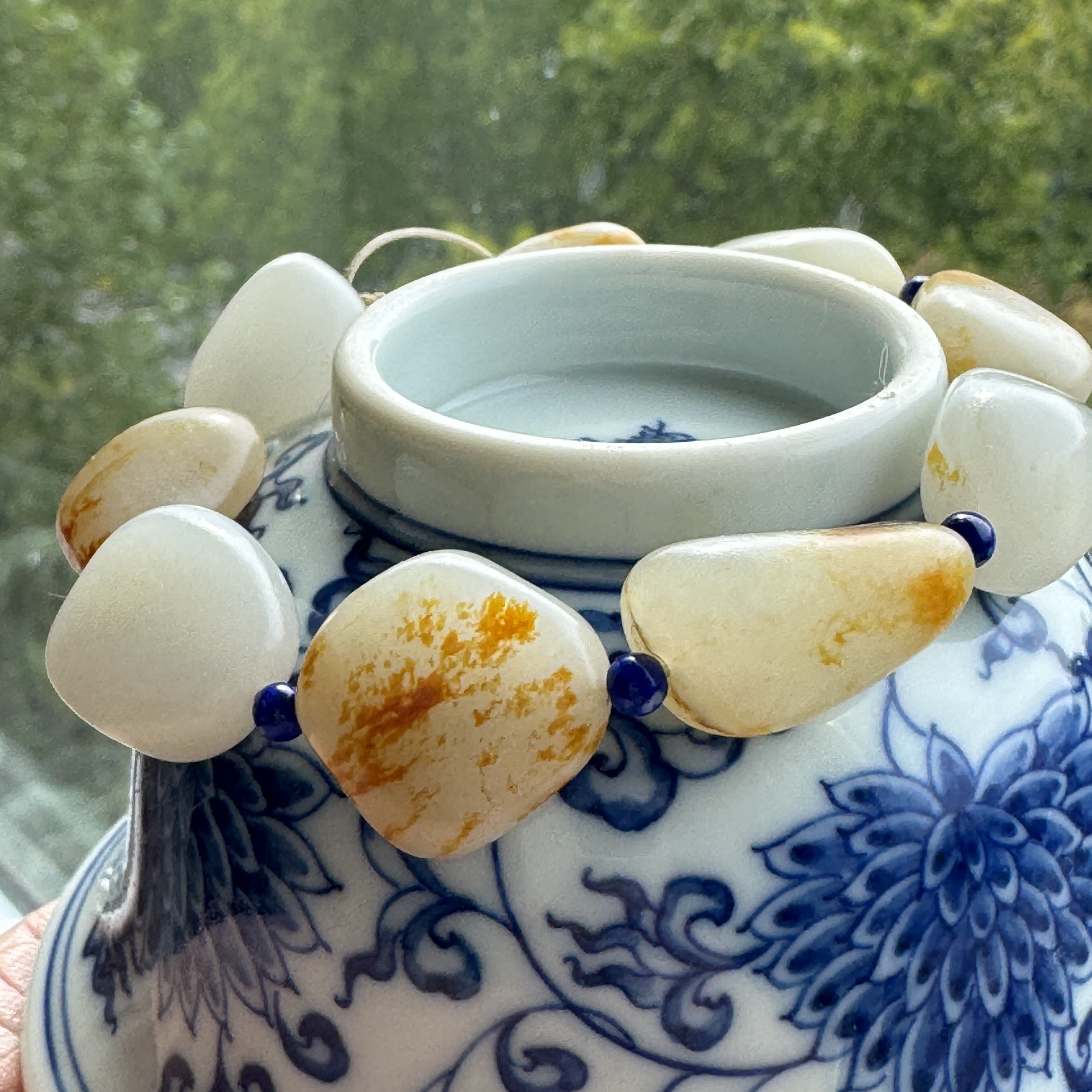 籽料原石手链和田白玉随型枣红色男女款手串