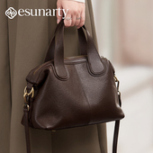 真皮手提包包女士2026新款 秋冬植鞣皮大容量波士顿包高级感斜挎包