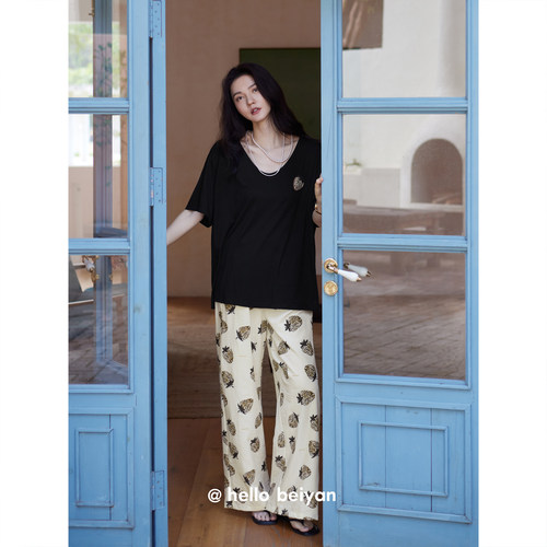 睡衣女夏新款凉感莫代尔棉家居服