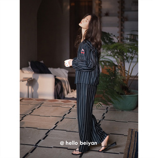 套装 家居服宽松可外穿时尚 睡衣女士春秋柔软莫代尔棉长袖 贝妍新款