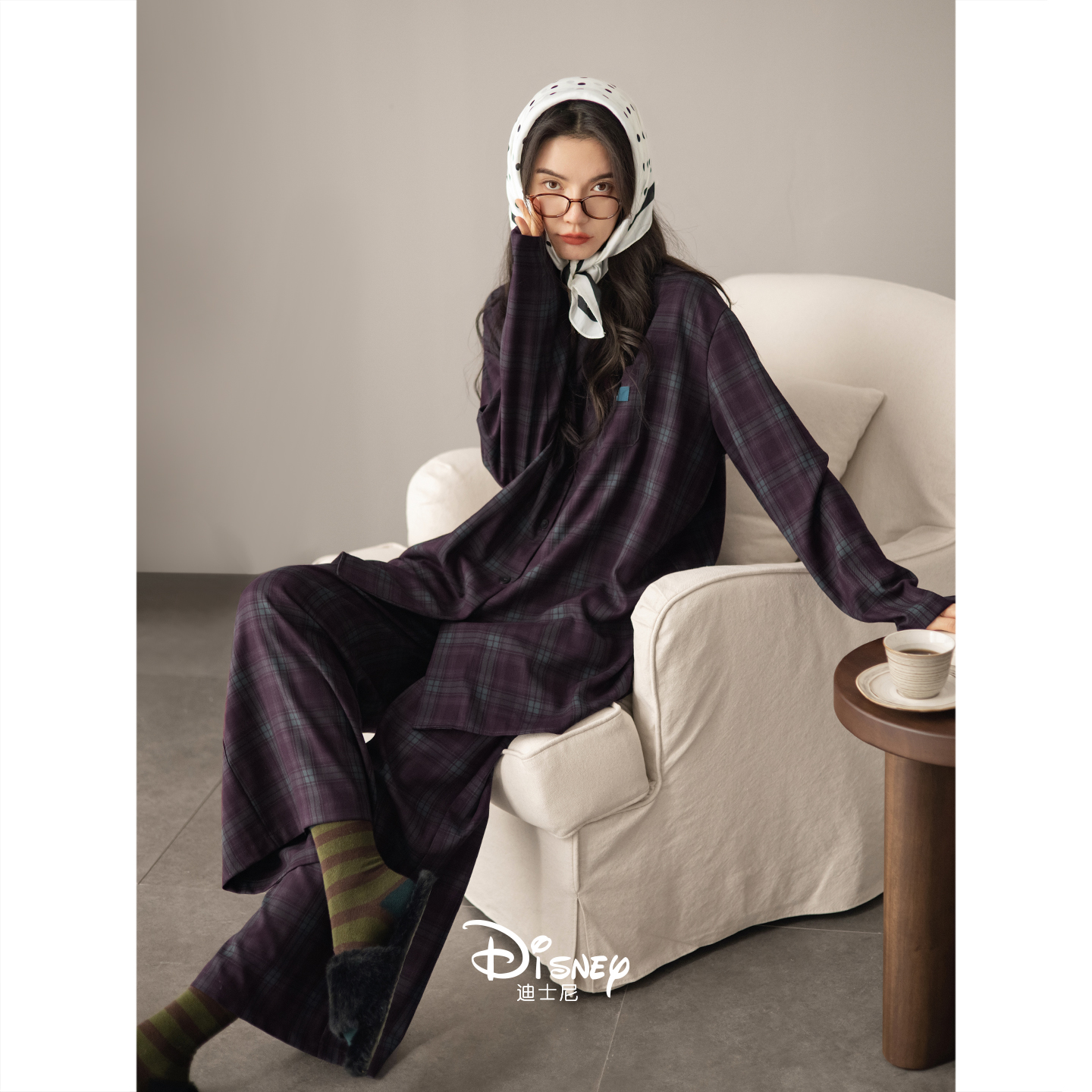 迪士尼纯棉睡衣女春秋梭织家居服