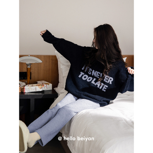 休闲宽松家居服可外穿保暖珊瑚绒套装 半边绒睡衣秋冬新款 女士时尚