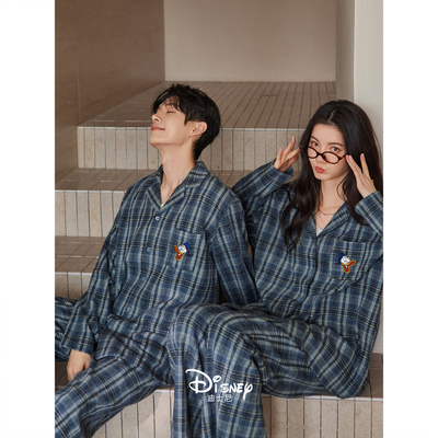 迪士尼新款情侣睡衣春秋棉质套装