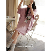 贝妍凉感睡衣女夏薄款 睡裙可爱史努比宽松慵懒家居服 莫代尔棉短袖