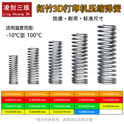 适用于拓竹3D打印模型标准零件压缩弹簧防腐耐用标准尺寸压缩弹簧