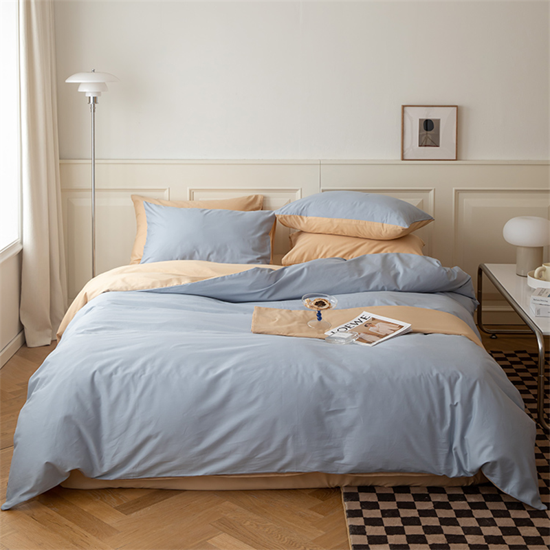 雅芳婷全棉素色四件套1.5m1.8m床笠单双人纯棉纯色被套学生三件套