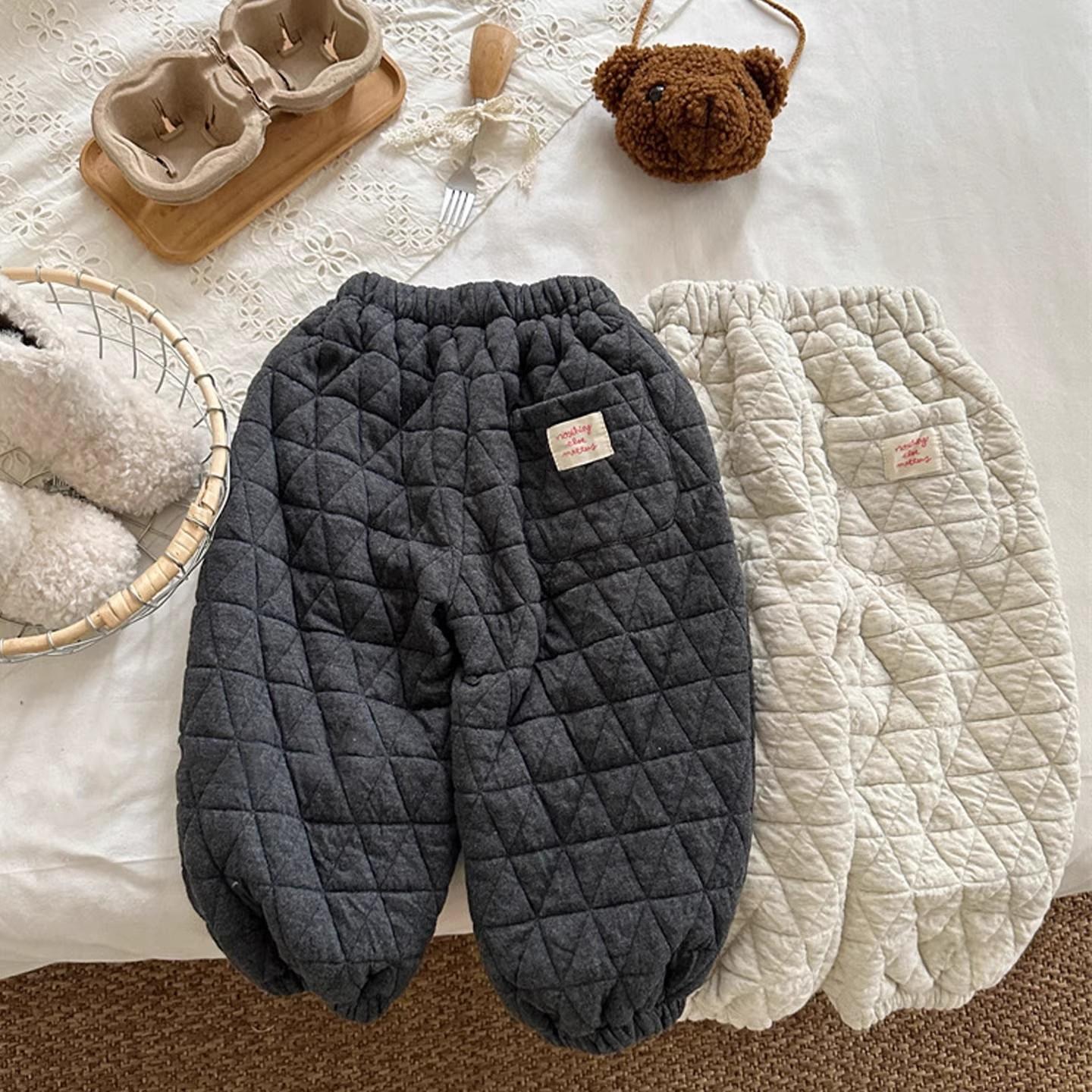 女宝宝秋冬洋气格子加厚束脚长裤