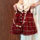 女童冬款 连衣裙2026新款 女宝宝加绒红色格子小香风过年周岁礼服裙