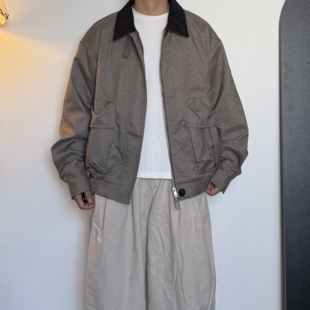 south life秋季短宽版型千鸟格翻领撞色高品质复合夹克外套