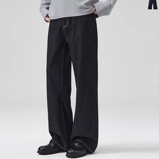 south life复古丹宁原牛黑色A字牛仔裤男女高级感vintage直筒长裤