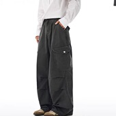 south 男女潮牌慵懒风阔腿拖地裤 life日系百搭水洗全棉伞兵工装 裤