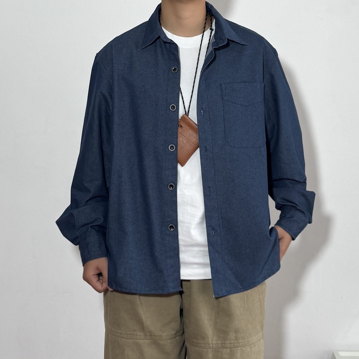 south life春秋cityboy宽松纯色百搭休闲衬衣外套男女长袖衬衫潮