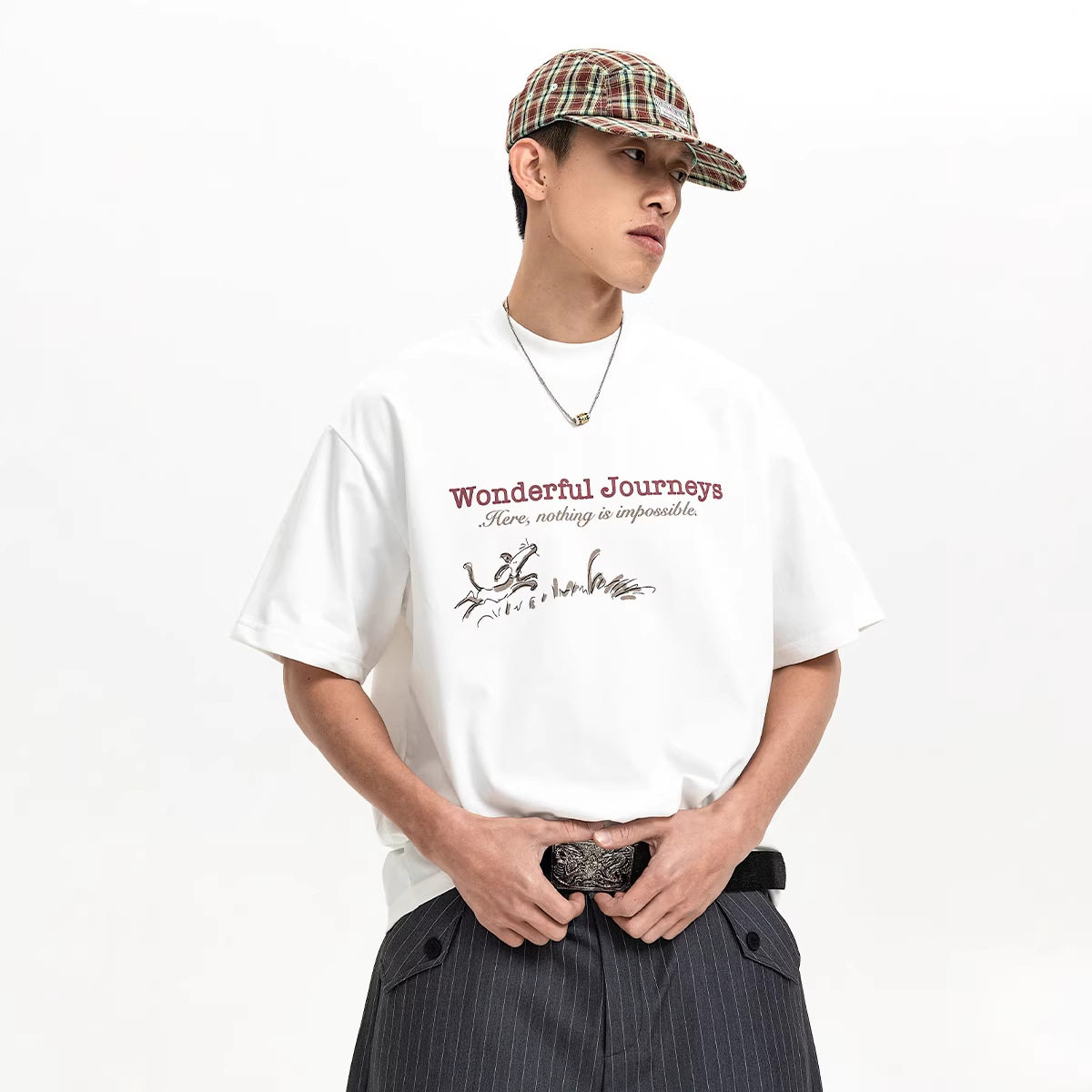 south life夏季男女同款字母印花圆领t恤短袖宽松休闲上衣服潮