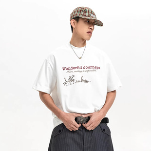 south life夏季男女同款字母印花圆领t恤短袖宽松休闲上衣服潮