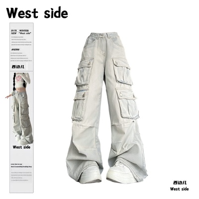 大码美式高街工装牛仔裤女秋季