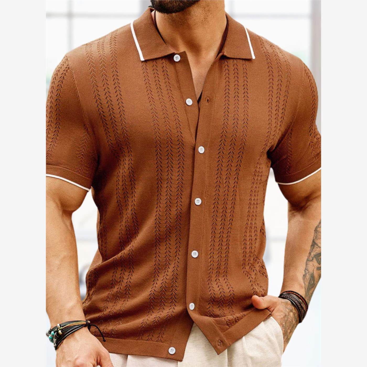 2025夏季新款开衫针织衫男休闲薄款商务针织Polo衫Men's T-Shirt