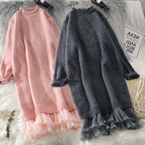 Loose outside through the knee autumn and winter knitted dre