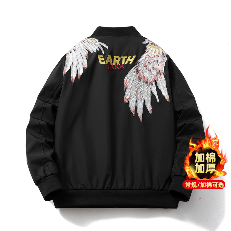 刺绣外套男春秋潮牌高级感黑色夹克30-40岁高端秋冬款加棉棒球服5