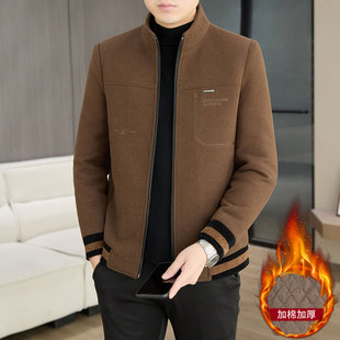 毛呢外套男款2026新款爆款加棉加厚保暖冬季棉服短款立领呢子大衣