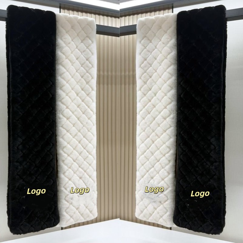 新款真羊毛围巾菱格刺绣高级感秋冬季小香风女士纯羊毛保暖围脖